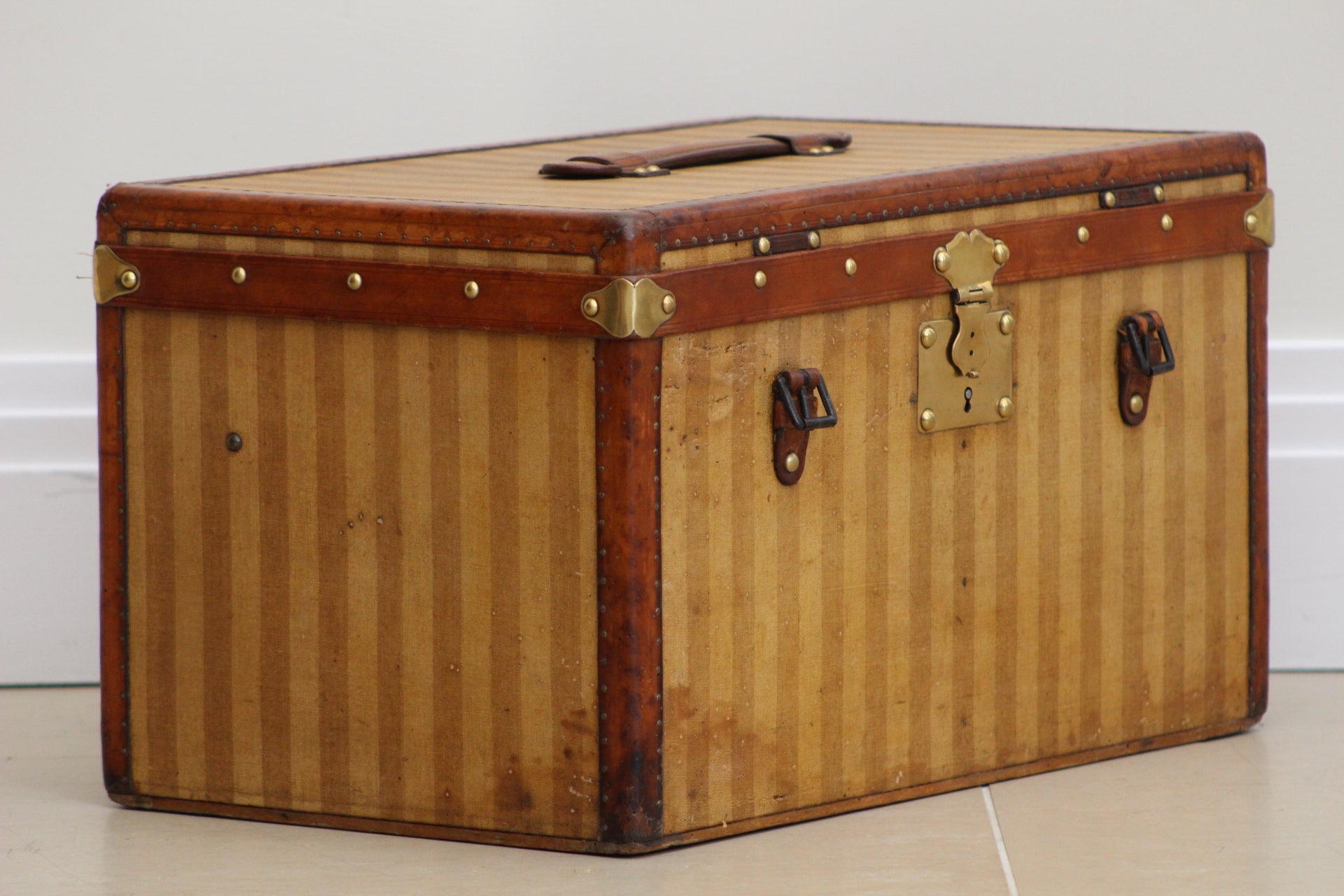 Louis Vuitton Rayee Striped Steamer Trunk Rare Antique Luggage